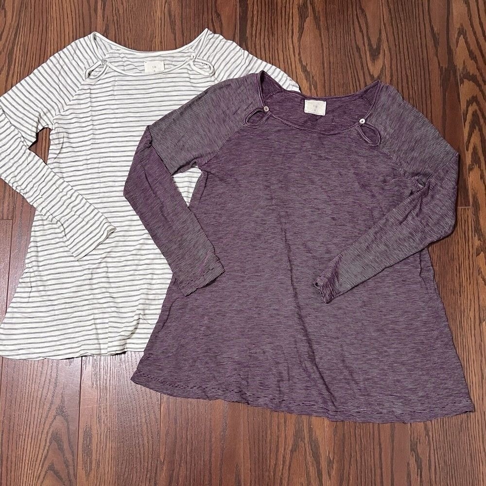 t.la Anthropologie Striped Long Sleeve Tops Womens Small Purple White Set 2 Good